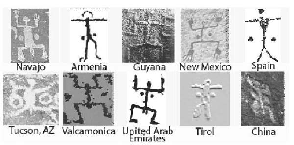 [Image: Petroglyph
renderings of the Giants]