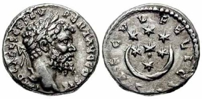 [Image: Roman coin of the
Imperial era after Hadrian]