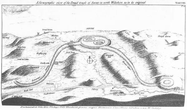 [Image: Avebury, sketch by William
Stukeley]