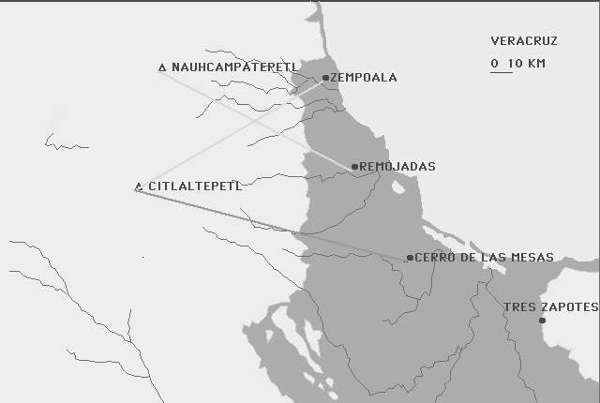 [image: Cerro
De Las Mesas, Remojadas, and Zempoala Olmec sites]