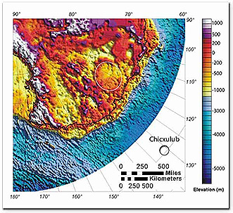 Radar map indicating a possible surface expression under the ice in the Antarctic that may be an indication of a buried impact structure.