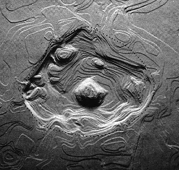 DEM shaded relief map of the Flynn Creek impact structure in Tennessee.