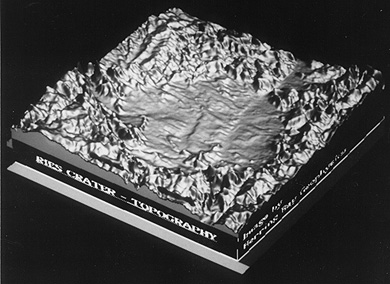 DEM shaded relief map of the Ries Kessel impact structure in Bavaria.