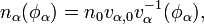 n_{\alpha}(\phi_{\alpha}) = n_0 v_{\alpha,0} v_{\alpha}^{-1}(\phi_{\alpha}),