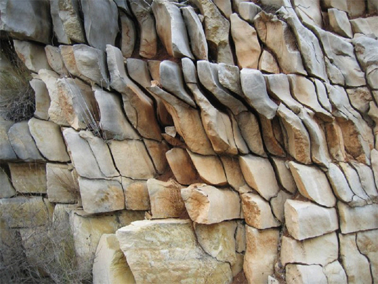 Strangely fractured rock strata near
Guadalest, Spain